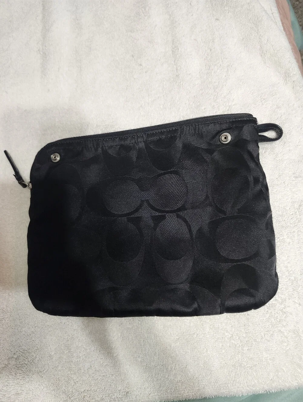 Coach Black Leather Patch Interior Zip Pouch